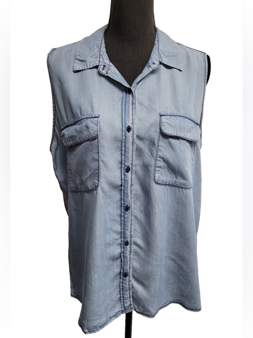 Festival Rodeo Sleeveless Denim Button Up